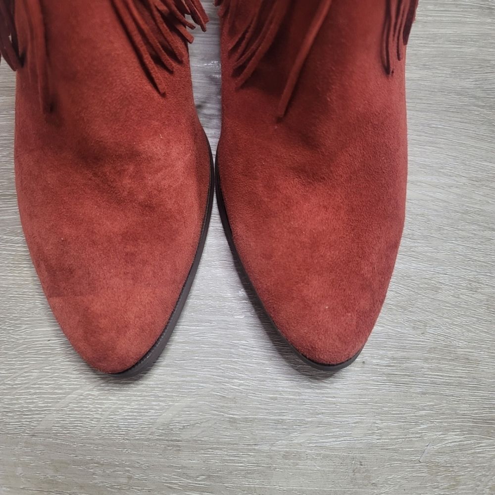 Nine West Red Fringe Heeled Boots - Picture 7 of 12